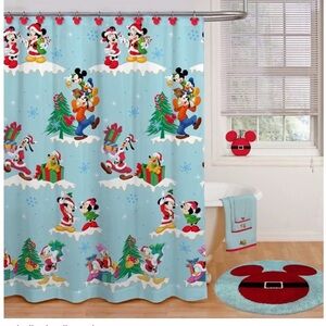 Disney Holiday Mickey Mouse Shower Curtain - Light Blue